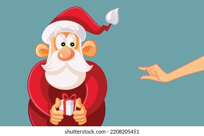 
Santa Receiving Critiques for Bringing a Small Gift Vector Cartoon Illustration. Broke Santa Claus receiving am ungracious reaction to his present
