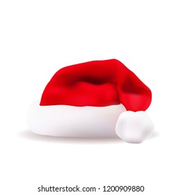 Santa red christmas hat vector illustration. Xmass holidays clothes isolated on white