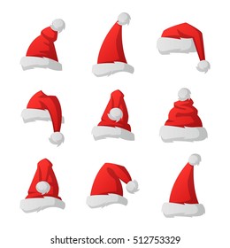 Santa red christmas hat vector illustration. Xmass holidays clothes isolated on white