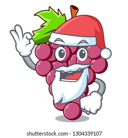 Santa red grapes fruit in cartoon basket