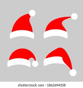 Santa red hat, Christmas caps vector icons on white background, cristmas concept, crismas icon