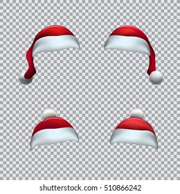 Santa red hat template on transparent background. Christmas holiday object