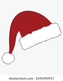 Santa Red Hats with White Fur - Festive Christmas Holiday Vector Decoration