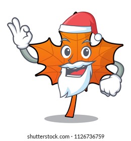 Santa red maple leaf mascot cartoon