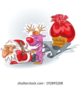 Santa with the red nosed reindeer