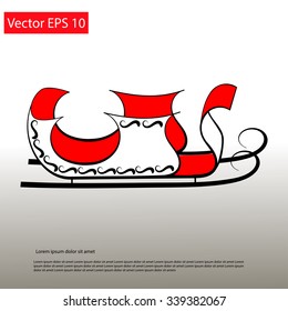 Santa red Sledge elegant line icon. Vector EPS 10