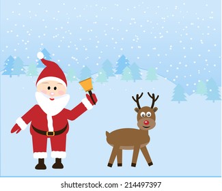 Santa with Rein deer in the snow season