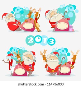 santa with reindeer
