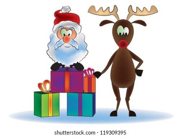 Santa and reindeer
