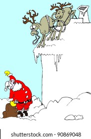Santa and reindeer