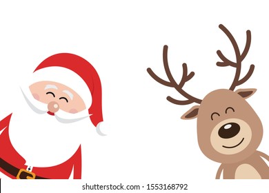 Vector Illustration Santa Clause Reindeer Wearing Stock Vector (Royalty ...