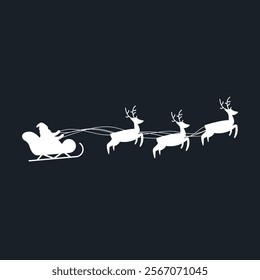 Santa with reindeer icon flat vector design