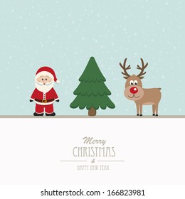 Santa and reindeer merry Christmas