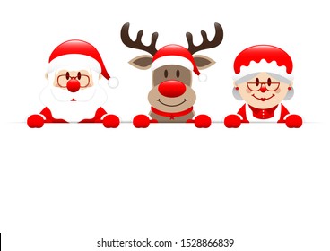 Santa Reindeer Mrs Santa Holding Horizontal Stock Vector (Royalty Free ...