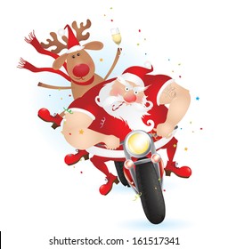 Santa and reindeer on the bike eps10