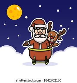 Santa with the Reindeer on Christmas Eve