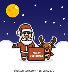 Santa with the Reindeer on Christmas Eve