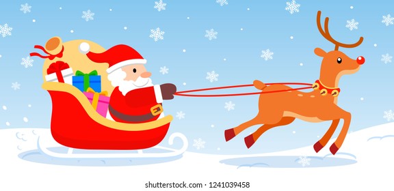 Santa & Reindeer runing