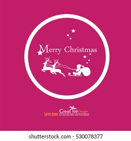 Santa with reindeer and sled.christmas concept.vector illustration.