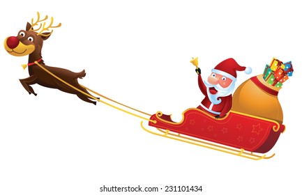 Santa with reindeer sleigh 1