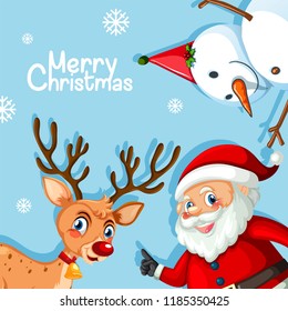 Santa, reindeer and snow mad Christmas poster