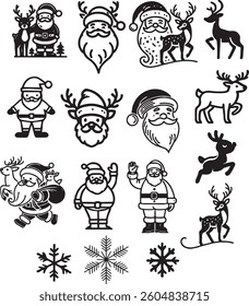 Santa, Reindeer, Snowflake Bundle | Festive Laser Cut Christmas Designs	