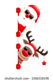 Santa And Reindeer Sunglasses With Star Banner Right