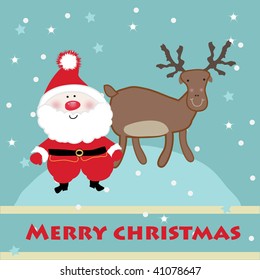 Santa and reindeer. Vector.