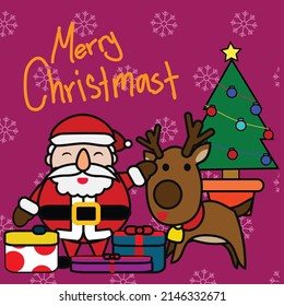 santa and reindeer vector cartoon