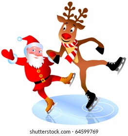 Santa and Reindeer. Vector illustration