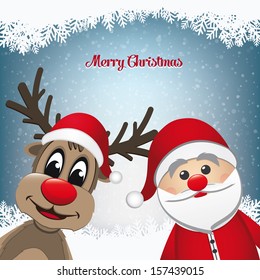 santa and reindeer winter snowy landscape 