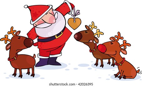 Santa and Reindeers