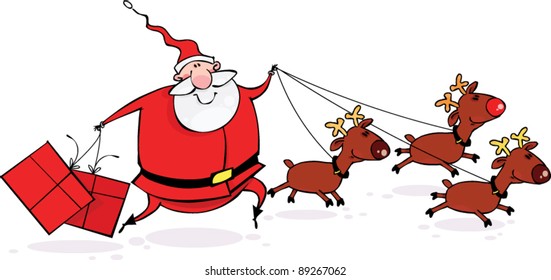 Santa and Reindeers