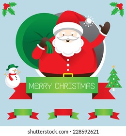 Santa with Ribbon and Text