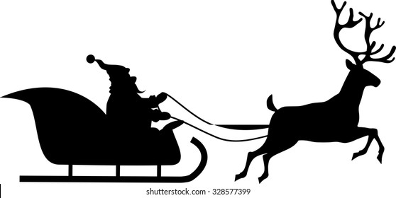 Santa rides in a sleigh