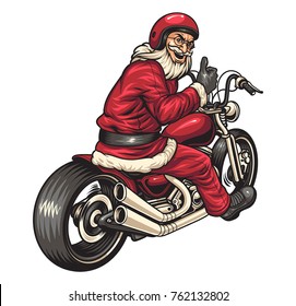 Santa Riding Chopper Thumbs Up