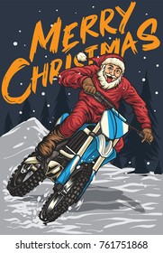 Santa Riding Motocross in the night