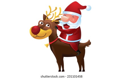 Santa riding reindeer