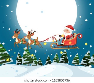 Santa riding sleigh christmas template illustration