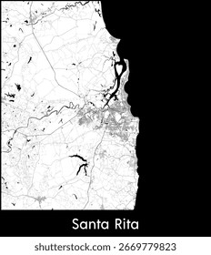 Santa Rita city map, Brazil - Topographic vector map poster