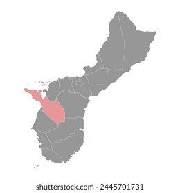 Mapa del municipio de Santa Rita Sumai, división administrativa de Guam. Ilustración vectorial.