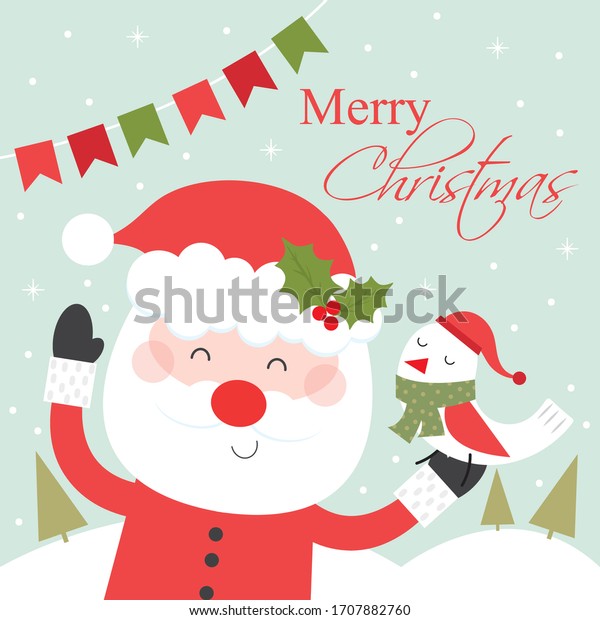 Santa Robin Christmas Greeting Card Stock Vector (royalty Free 