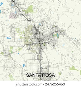 Santa Rosa, California, USA map poster art