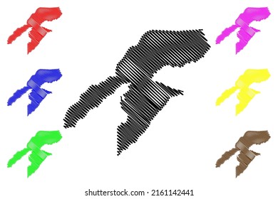 Santa Rosa do Purus municipality (Acre state, Municipalities of Brazil, Federative Republic of Brazil) map vector illustration, scribble sketch Santa Rosa do Purus map