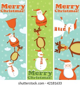 Santa, Rudolf and Snowman banners