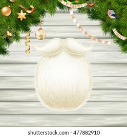 Santa s beard with Christmas decoration. EPS 10 vector file included