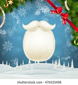 Santa s beard with Happy New Year decoration. EPS 10 vector file included