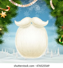 Santa s beard with Happy New Year decoration. EPS 10 vector file included