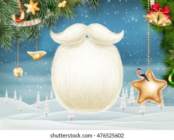 Santa s beard with Happy New Year decoration. EPS 10 vector file included