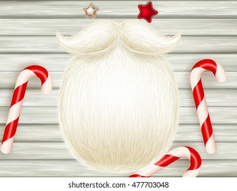 Santa s beard with Happy New Year decoration. EPS 10 vector file included